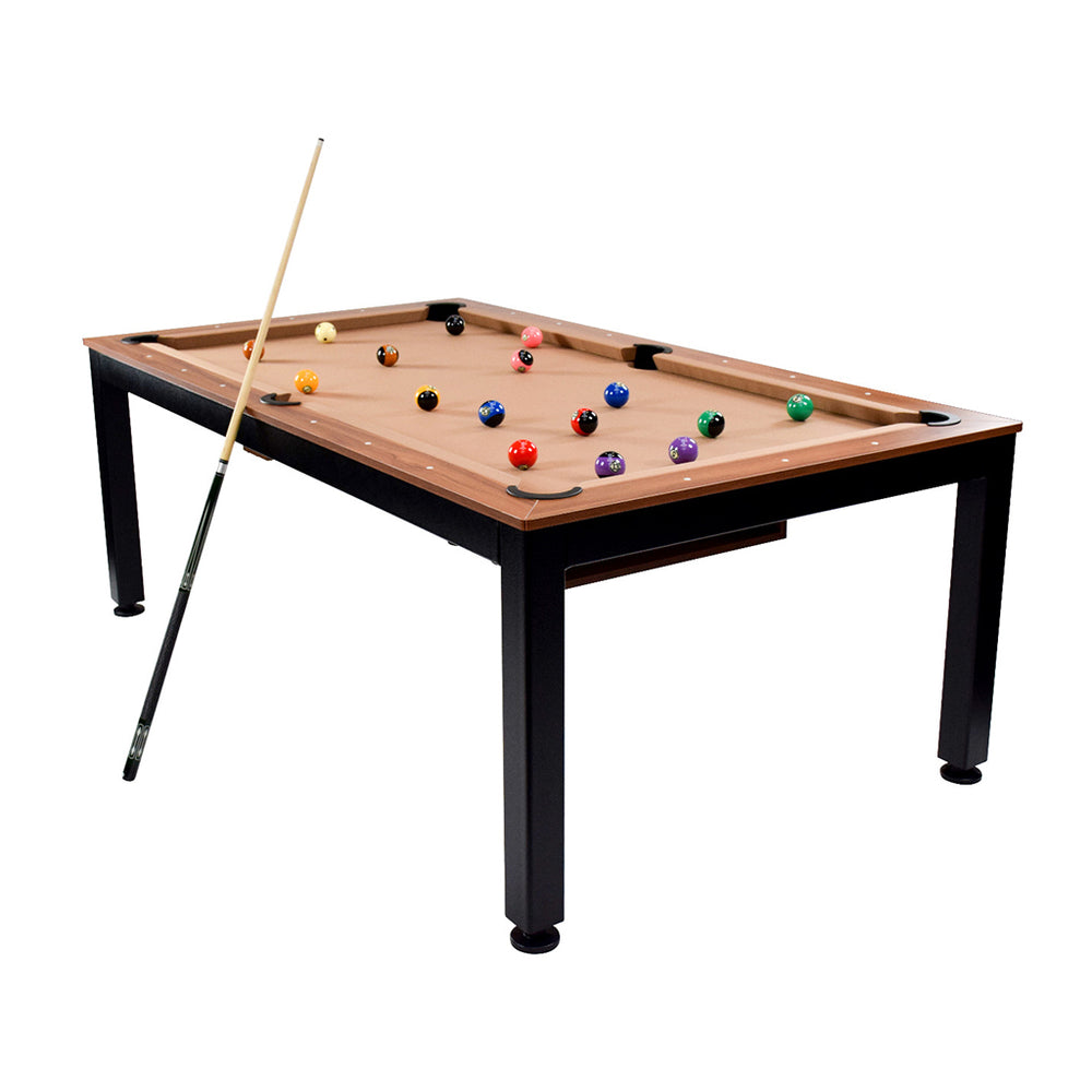 NORTH Table de billard / table de salle à manger combinée Essence noir/noyer 7 pieds