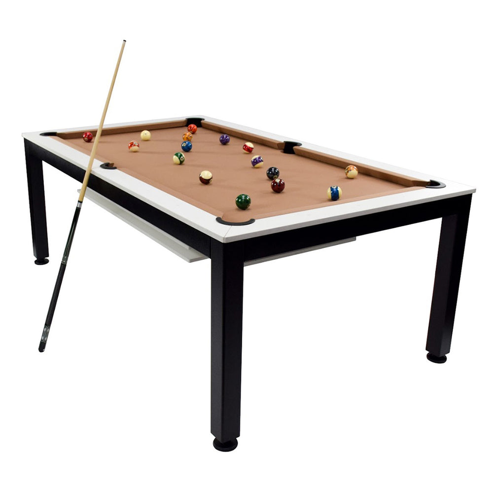 NORTH Table de billard / table de salle à manger combinée Essence noir / blanc 7 pieds