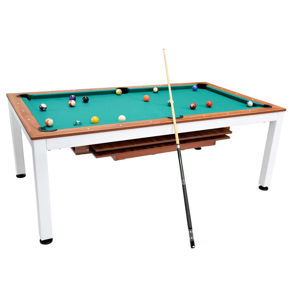 NORTH Table de billard / table de salle à manger combinée 7 pieds Essence blanc / noyer