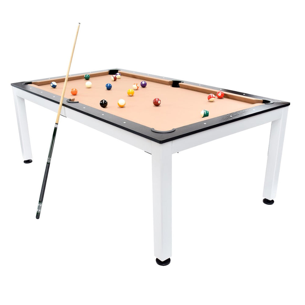 NORTH Table de billard / table de salle à manger combinée Essence blanc / noir 7 pieds