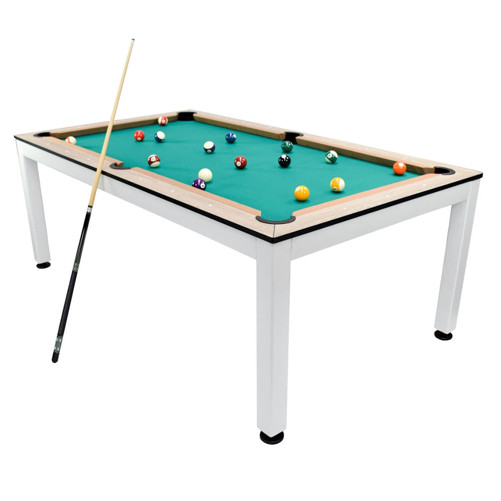 NORTH Table de billard/table à manger combinée Essence blanc/chêne 7 pieds