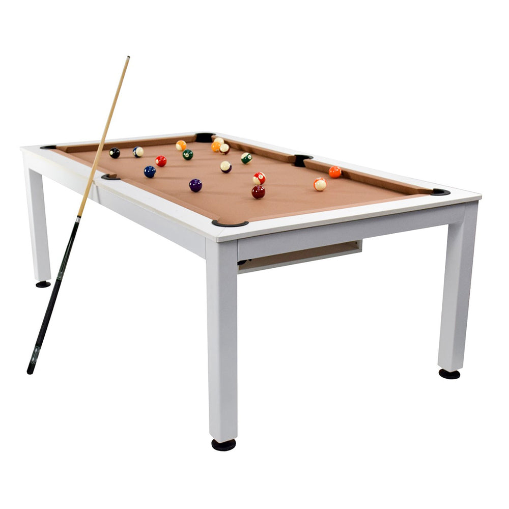 NORTH Table de billard / table de salle à manger combinée Essence blanc / blanc 7 pieds